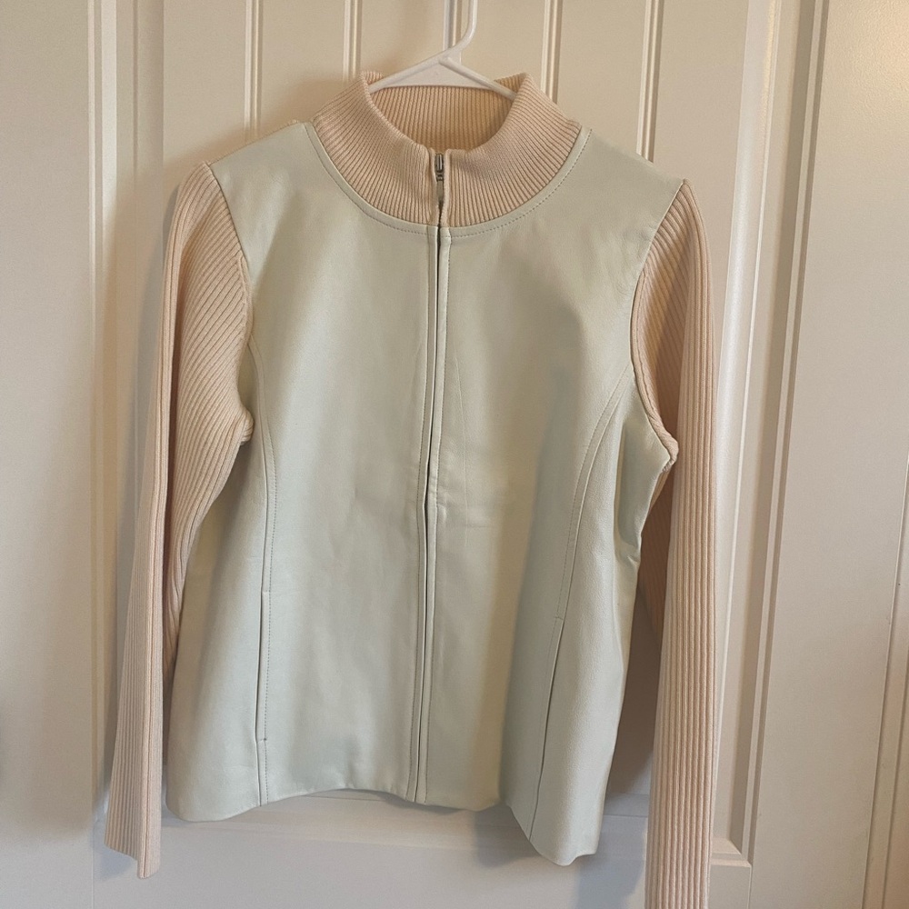 Pendleton Merino Wool & Leather Women's Cream and Tan Jacket